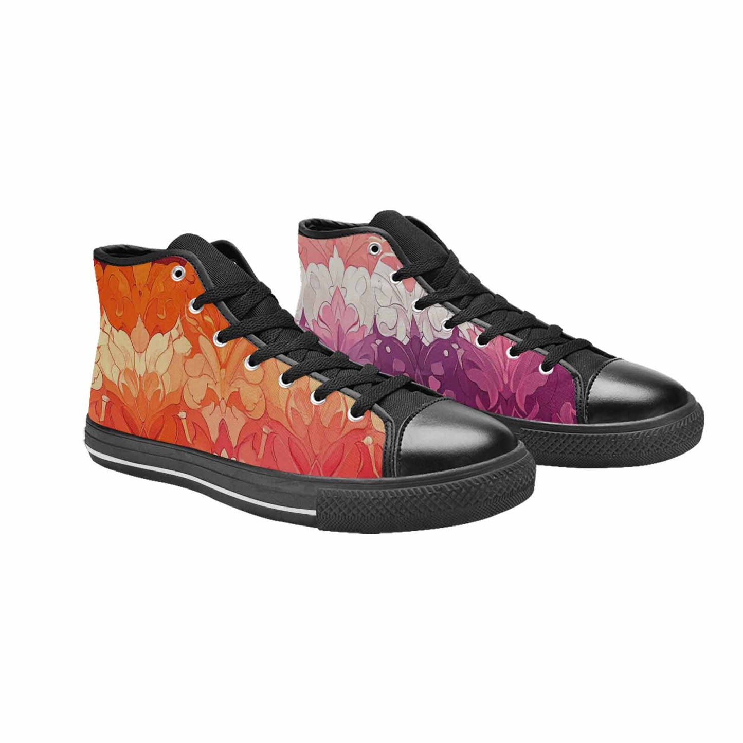 MEN'S Lesbian Flag Color High Top Canvas Aesthetic Custom Shoes