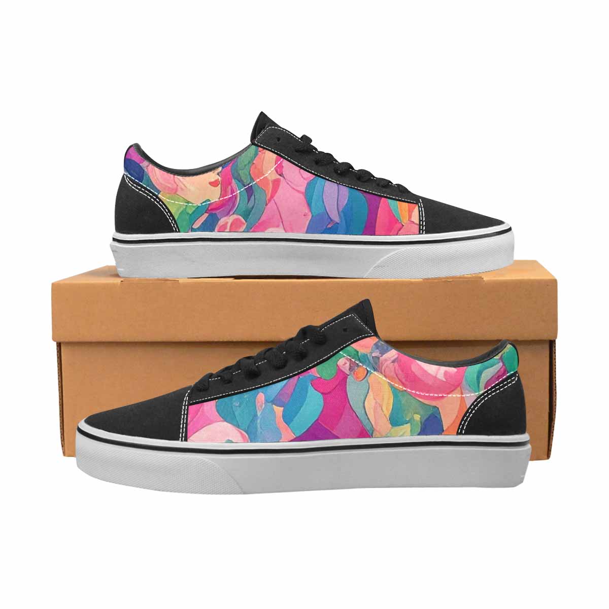 WOMEN'S Polysexual Flag Color Canvas Lace-Up Surreal Custom Sneakers