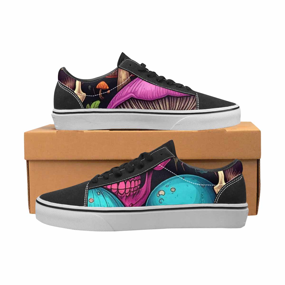 MEN'S Mushroom Skull Canvas Lace-Up Neon Fantasy Shoes