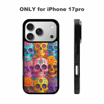iPhone 17 Pro Case — Ornate Candy Color Skull Pattern Gothic, Custom Designed Case Cover