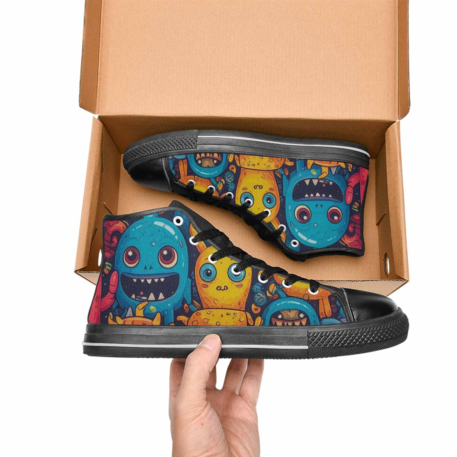 MEN'S Cartoon Monster Character High Top Canvas Grunge Custom Shoes