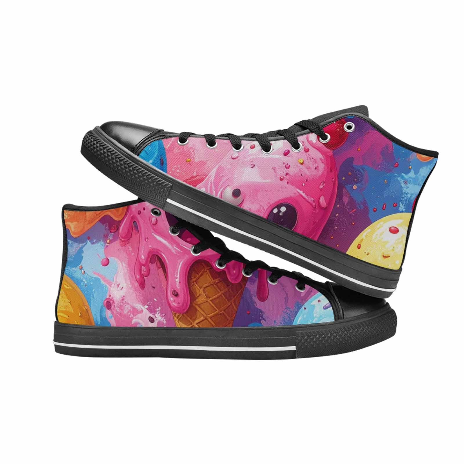 MEN'S Melting Icecream Monster Cherry High Top Canvas Vivid Custom Shoes