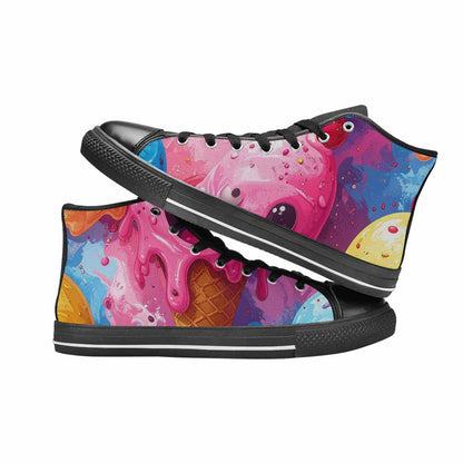 MEN'S Melting Icecream Monster Cherry High Top Canvas Vivid Custom Shoes