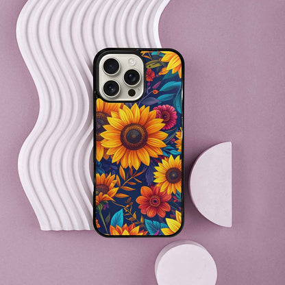 iPhone 16 Pro Max Case — Sunflower Skulls Print Custom, Custom Art Phone Cover