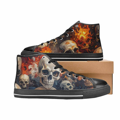 MEN'S Skulls - Flaming High Top Canvas Vivid Sneakers