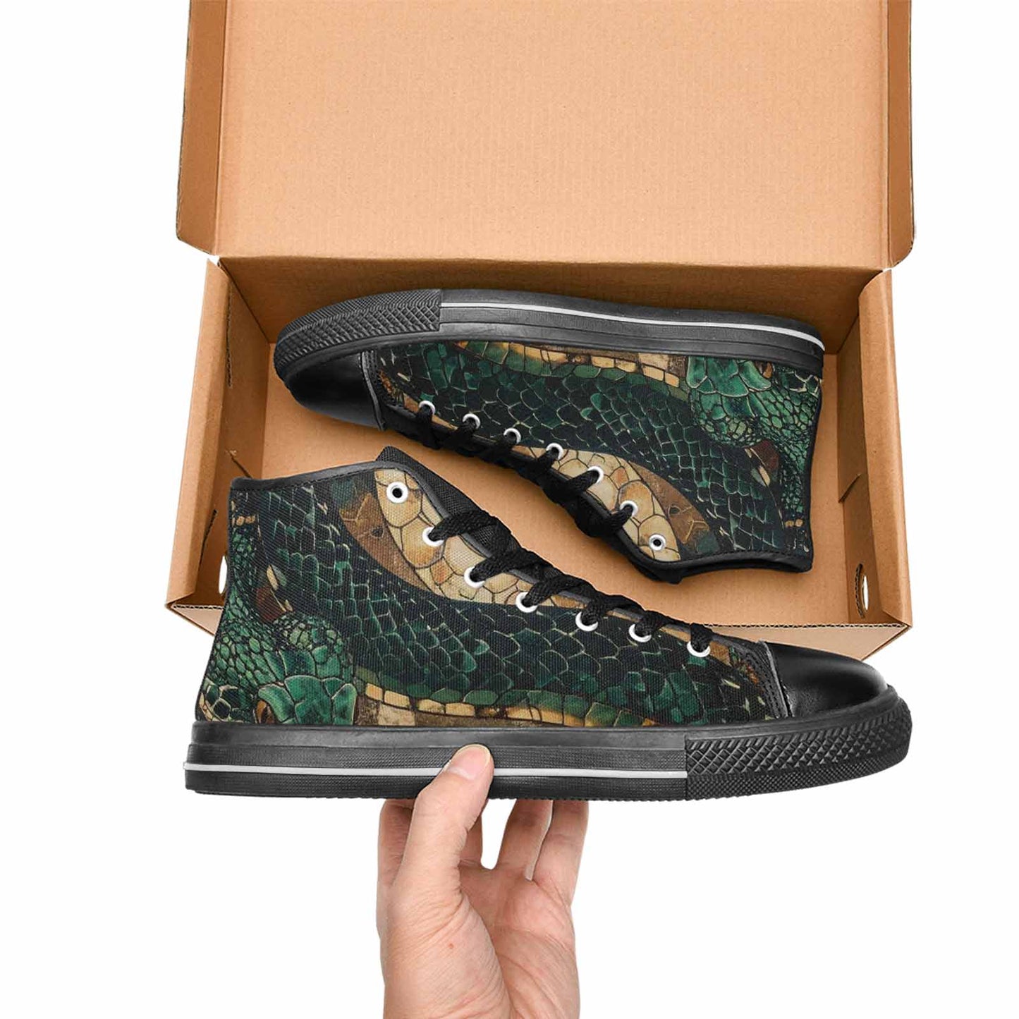 MEN'S Snake Skin Reptile High Top Canvas Dark Academia Shoes