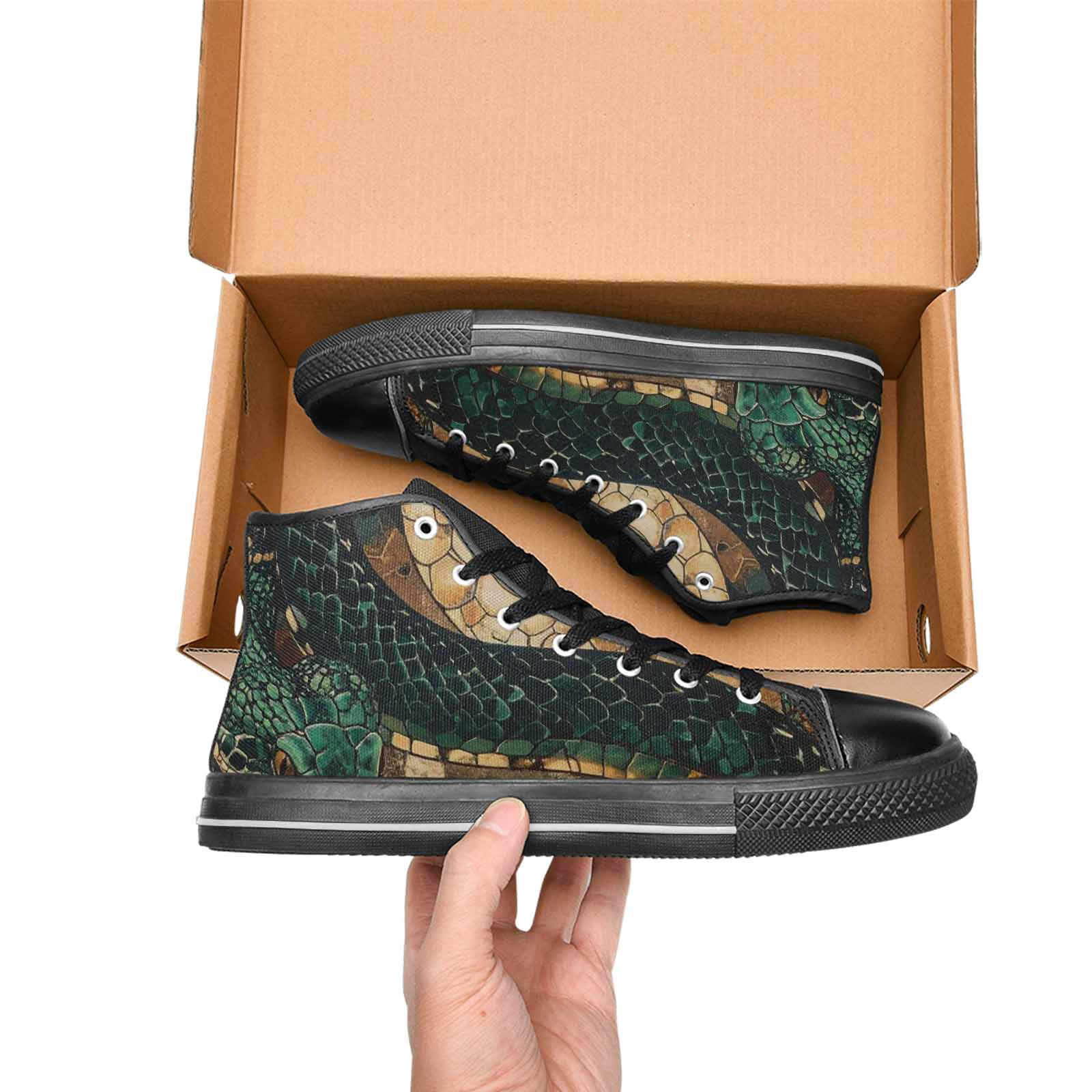 MEN'S Snake Skin Reptile High Top Canvas Dark Academia Shoes