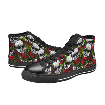 WOMEN'S Skulls Roses High Top Canvas Grunge Shoes