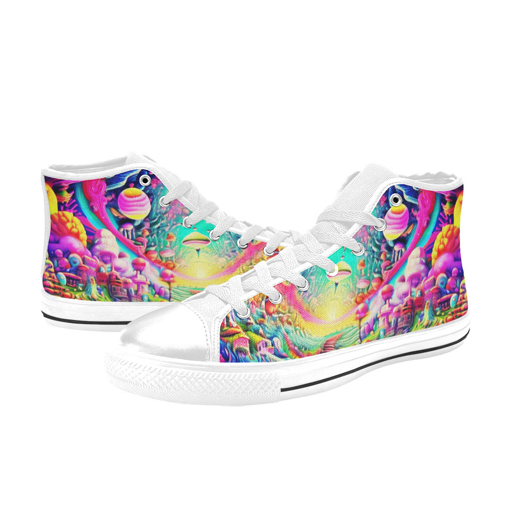 MEN'S Trippy World Art 8 High Top Canvas Vivid Sneakers