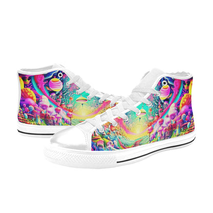 MEN'S Trippy World Art 8 High Top Canvas Vivid Sneakers