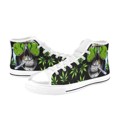 WOMEN'S Cc 420 Skull Weed High Top Canvas Surreal Custom Sneakers