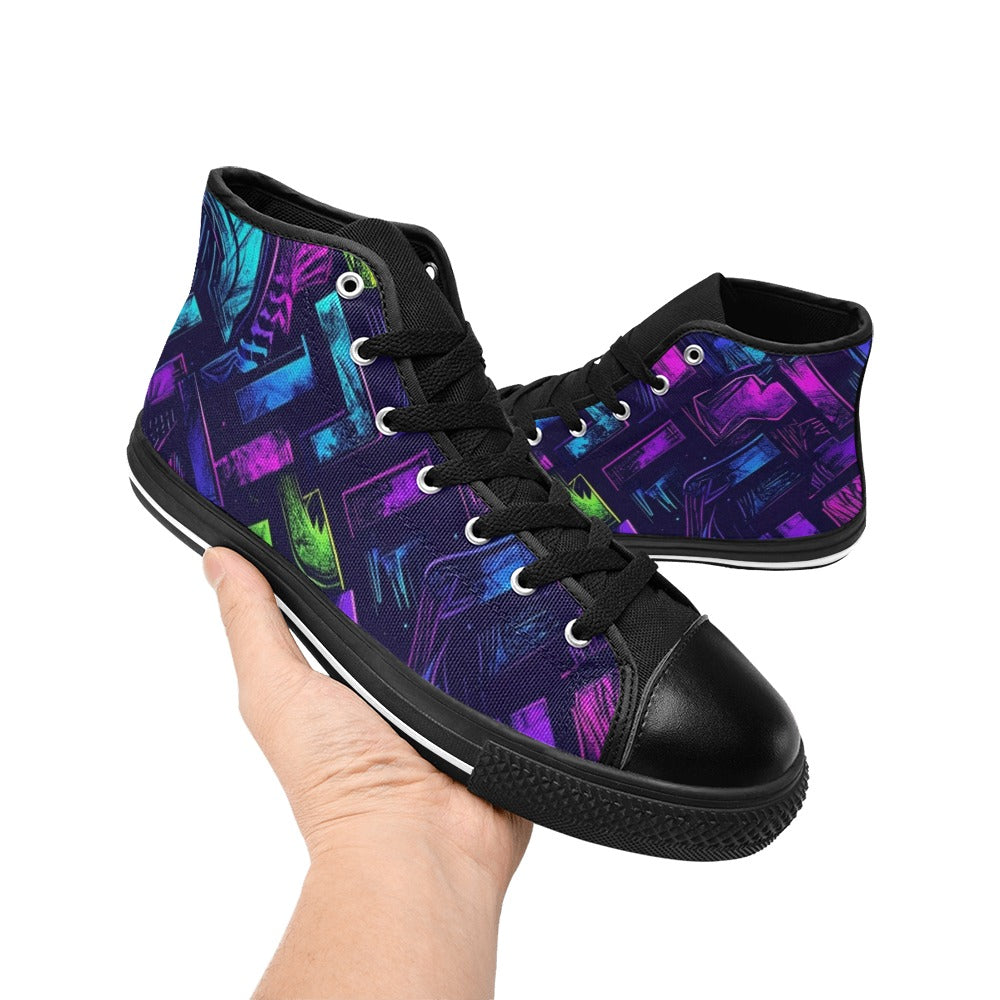 MEN'S Electric Houndstooth Dream 1 High Top Canvas Grunge Shoes