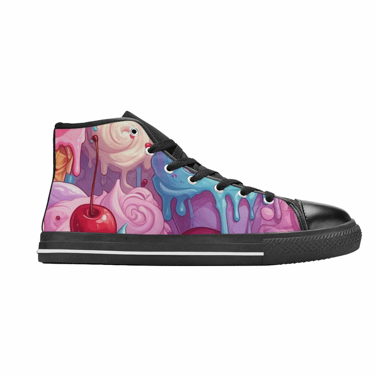 WOMEN'S Melting Icecream Monster Cherry High Top Canvas Surreal Custom Shoes