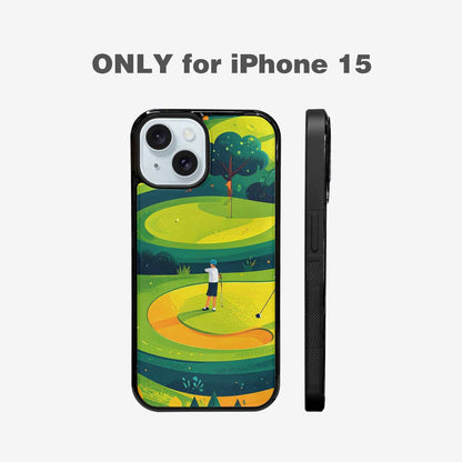 iPhone 15 Case — Golf Cartoon Art Pattern, Unique Phone Case Design
