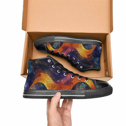 WOMEN'S Galaxy Snake Print High Top Canvas Vibrant Chaos Shoes