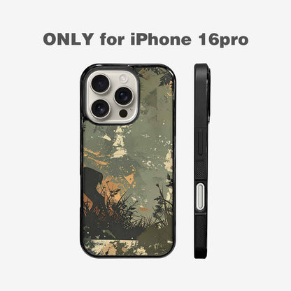 iPhone 16 Pro Case — Hunting Camouflage Pattern With Deer And, Custom Designed Case Cover