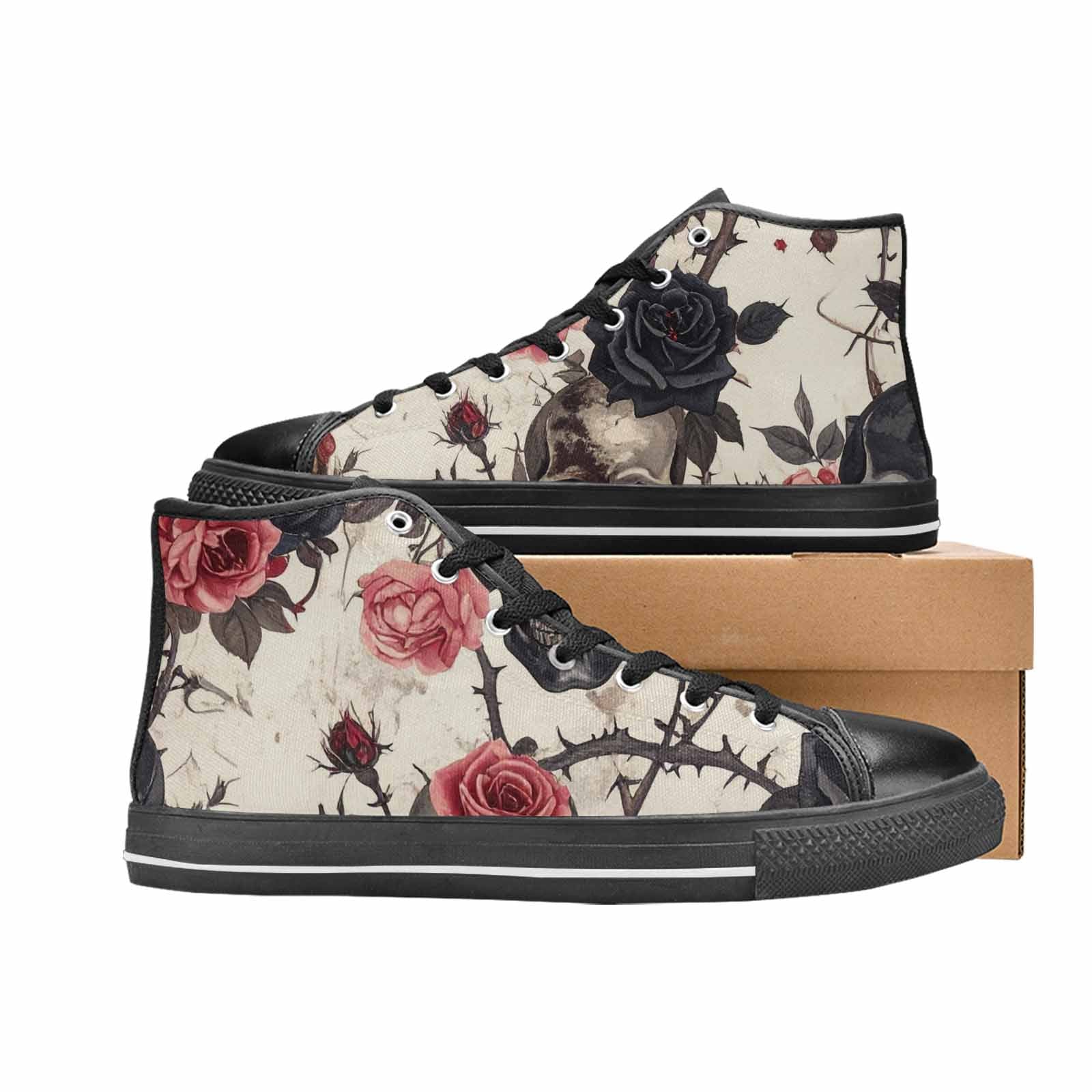 MEN'S Skulls - Roses High Top Canvas Surreal Custom Sneakers