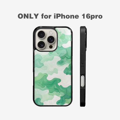 iPhone 16 Pro Case — Camo Mint Green White, Customized Protective Case
