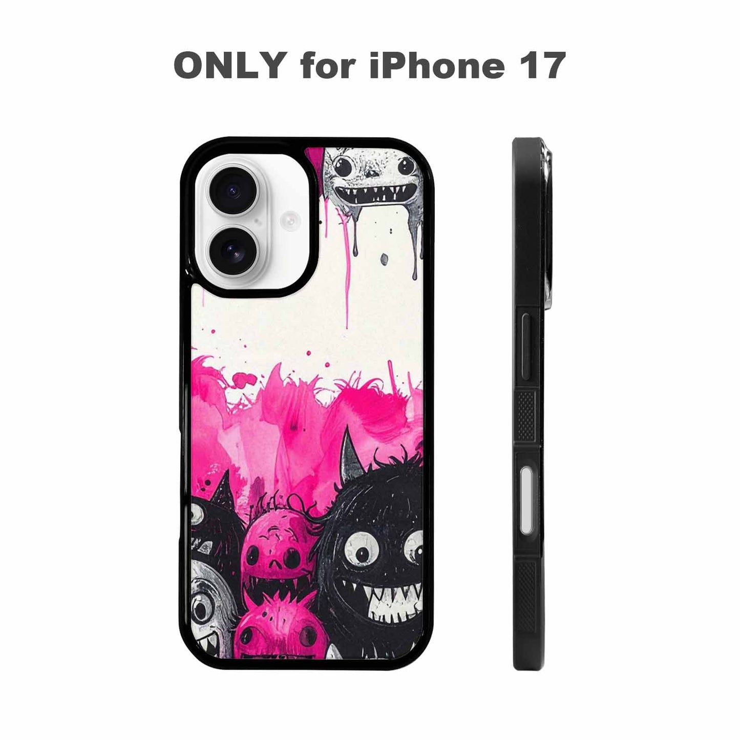 iPhone 17 Case — Black &amp; Pink Ink Cartoon Cute, Custom Made Phone Cover