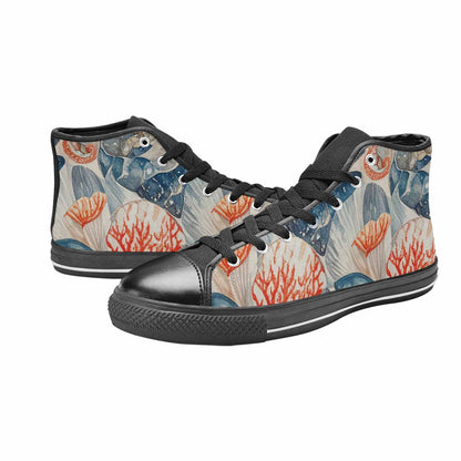 MEN'S Fish Scale Coral High Top Canvas Cottagecore Sneakers