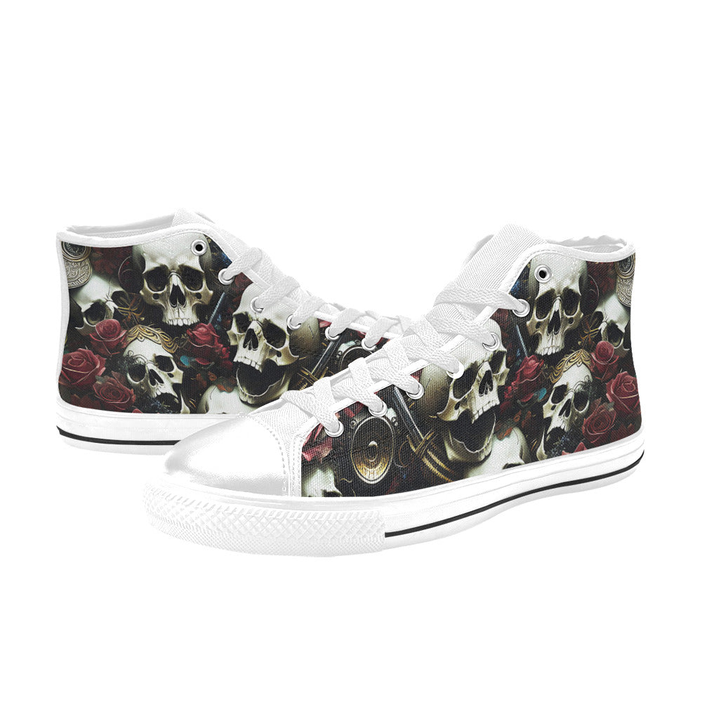 WOMEN'S Rose Skulls Dark 4 High Top Canvas Y2K Custom Shoes