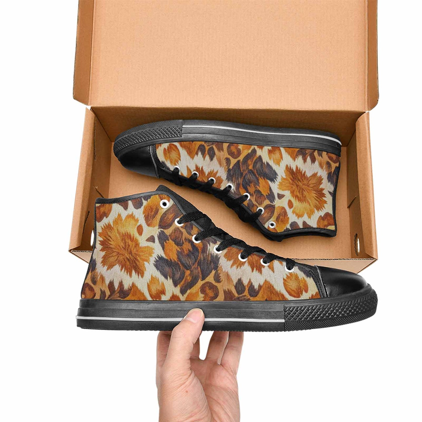 WOMEN'S Cow Animal Print High Top Canvas Aesthetic Sneakers