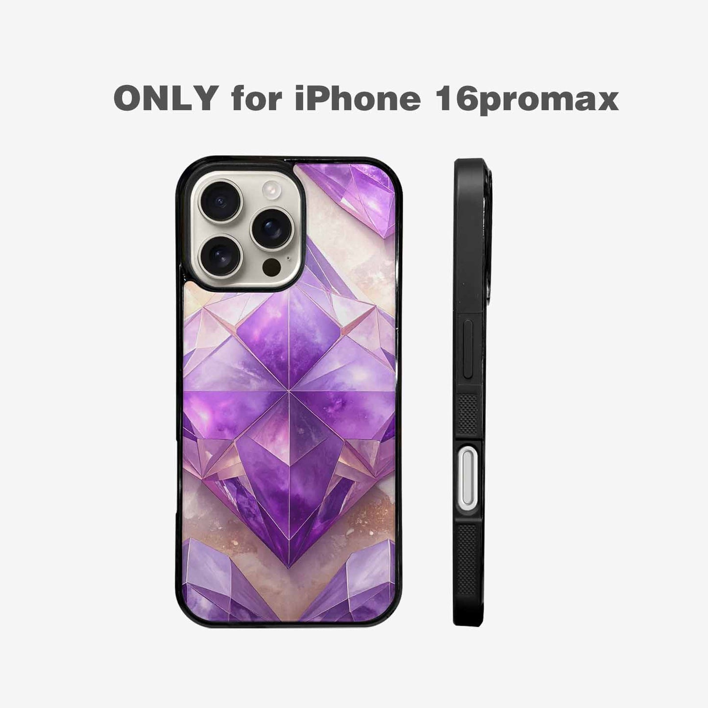 iPhone 16 Pro Max Case — Amethyst Crystal Art Pattern, Personalized Phone Case