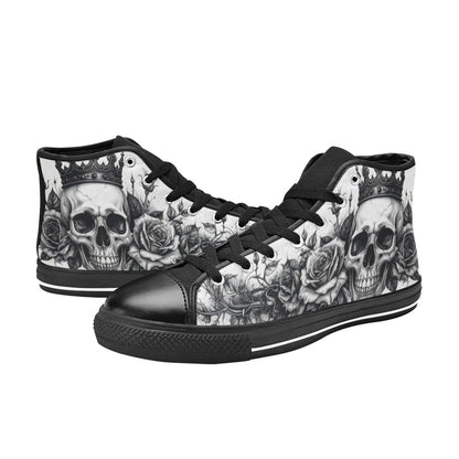 Horror Skull Dark Art Women's Gothic High Top Canvas Shoes | Freaky Shoes®