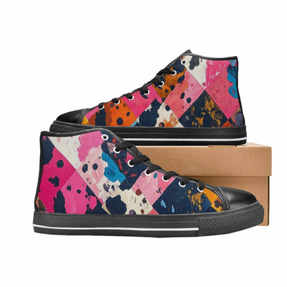 MEN'S Cow Animal Print High Top Canvas Vivid Custom Sneakers