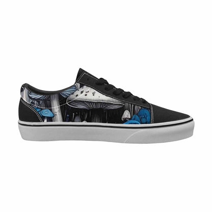 MEN'S Mushrooms Black & Blue Ink Canvas Made To Order Kaleidoscope Original Art Sneakers