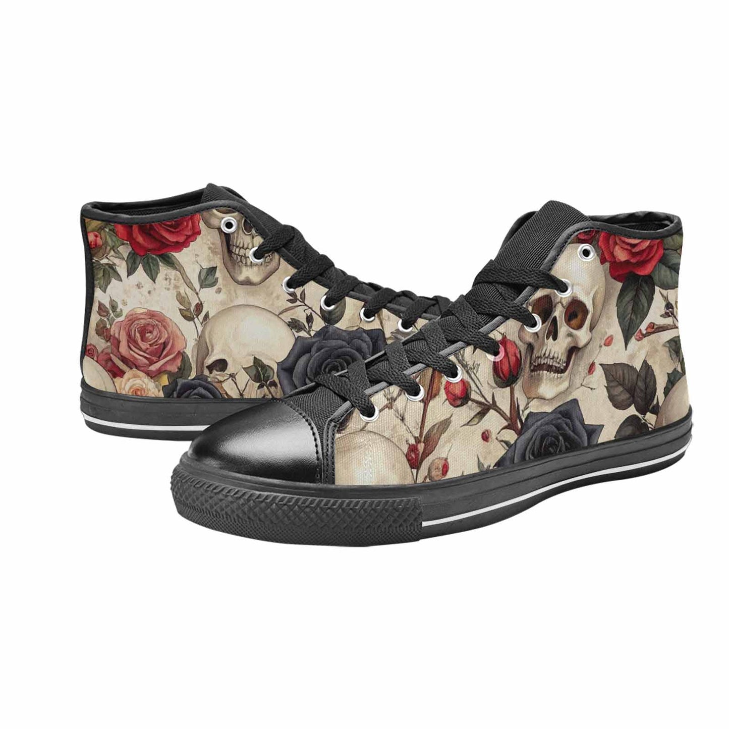 MEN'S Skulls - Roses High Top Canvas Neon Fantasy Shoes