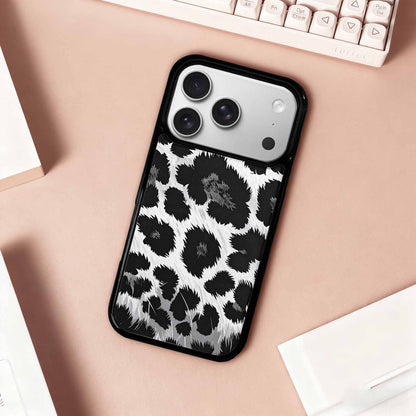 iPhone 17 Pro Case — Leopard Print Black And White Animal, Custom Printed Phone Case