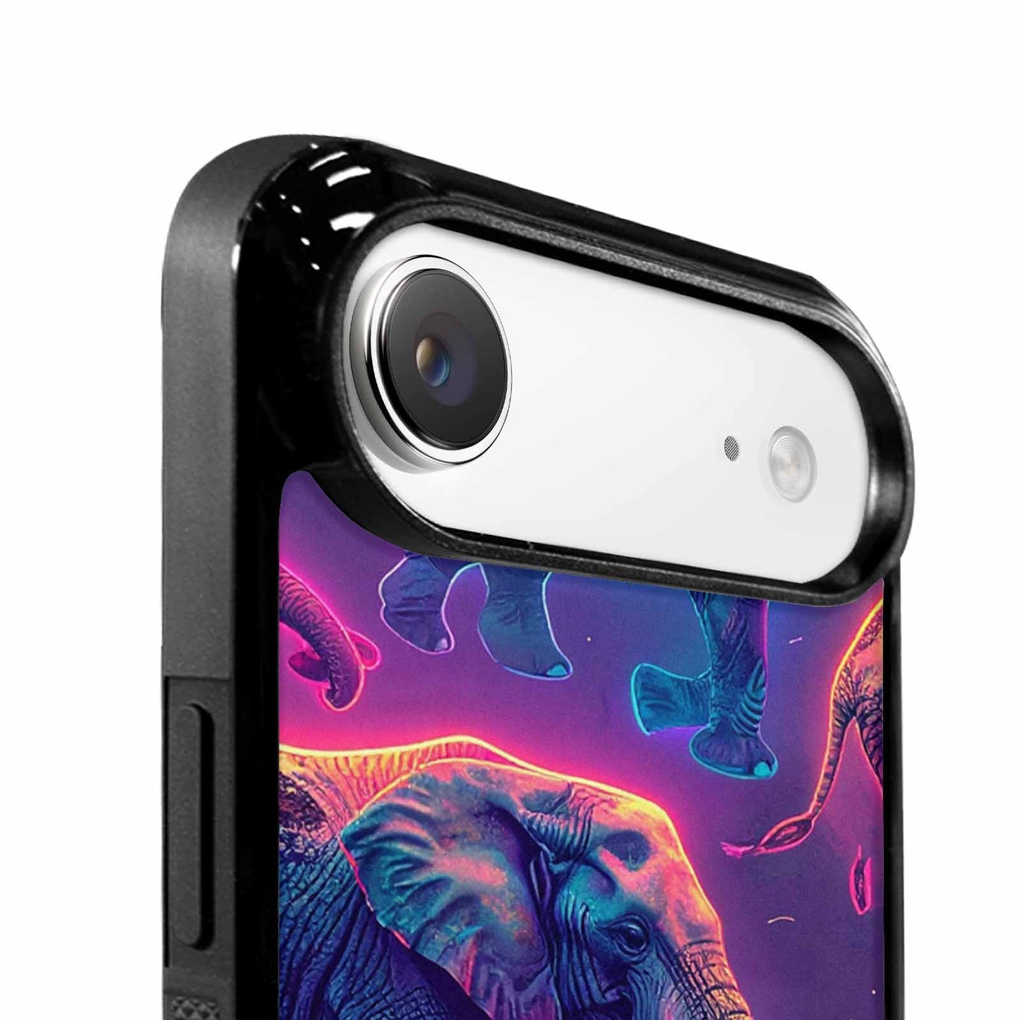 iPhone 17 Air Case — Neon Pizza Elephant Silhouette Original Art, Customized Protective Case