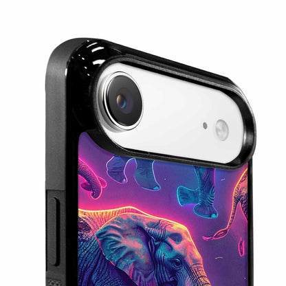 iPhone 17 Air Case — Neon Pizza Elephant Silhouette Original Art, Customized Protective Case