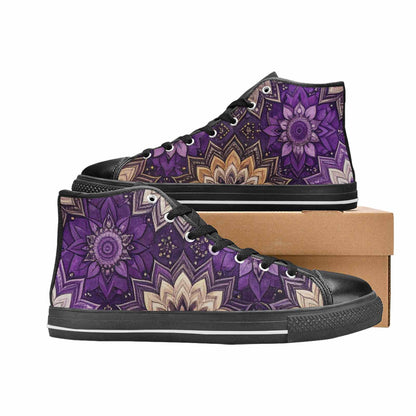 WOMEN'S Mandala High Top Canvas Wallpaper Art Custom Sneakers