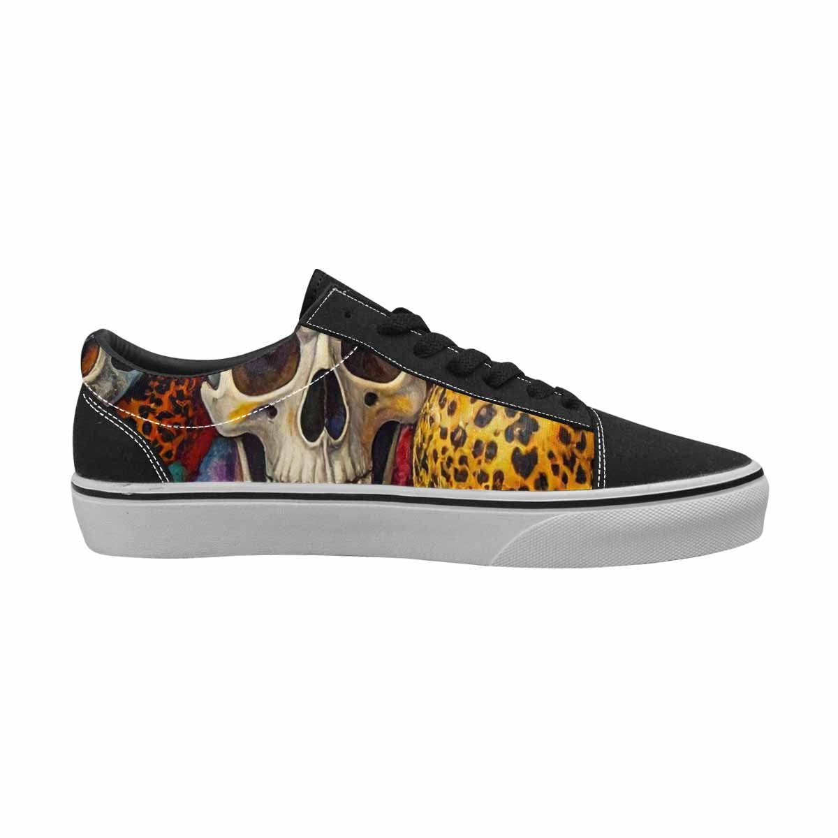 WOMEN'S Skulls  Animal Print Lace-Up Canvas Dark Academia Sneakers