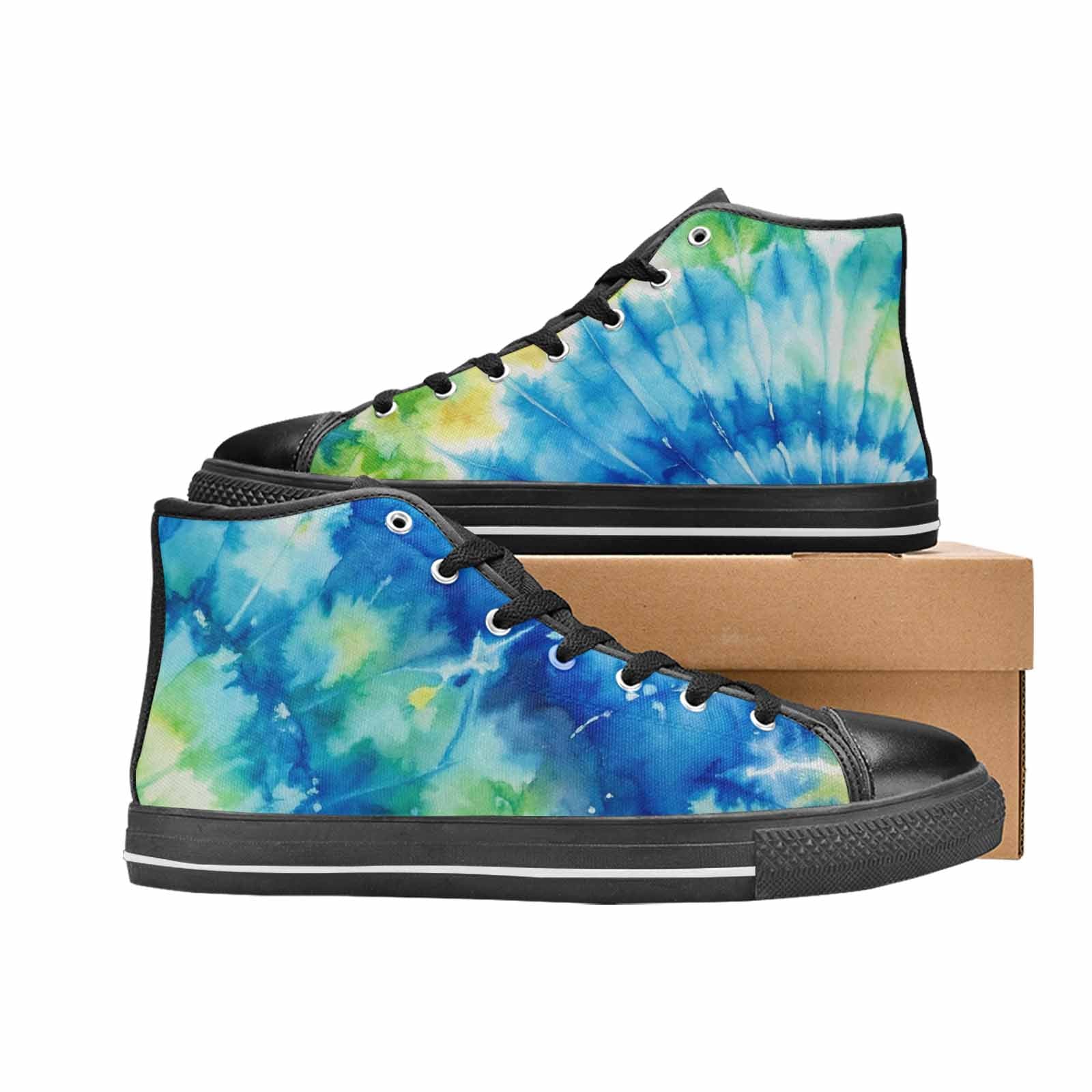 MEN'S Tie Dye Swirl High Top Canvas Neon Fantasy Custom Shoes