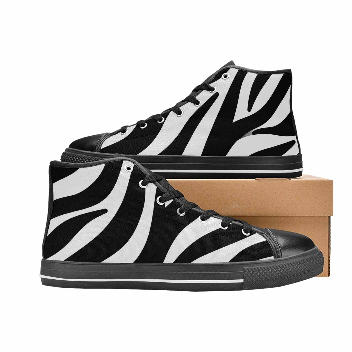 MEN'S Zebra Print Black White High Top Canvas Y2K Sneakers
