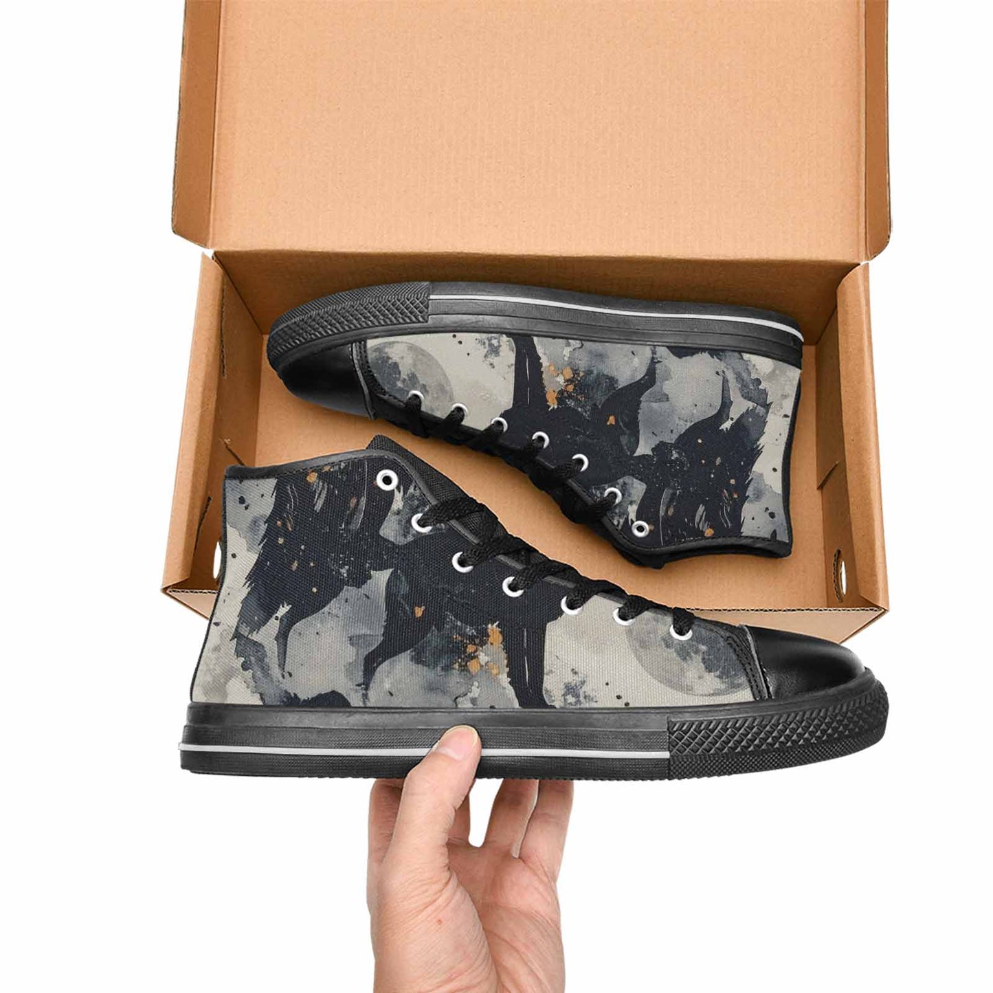 MEN'S Wolf Silhouette Moon High Top Canvas Vivid Shoes