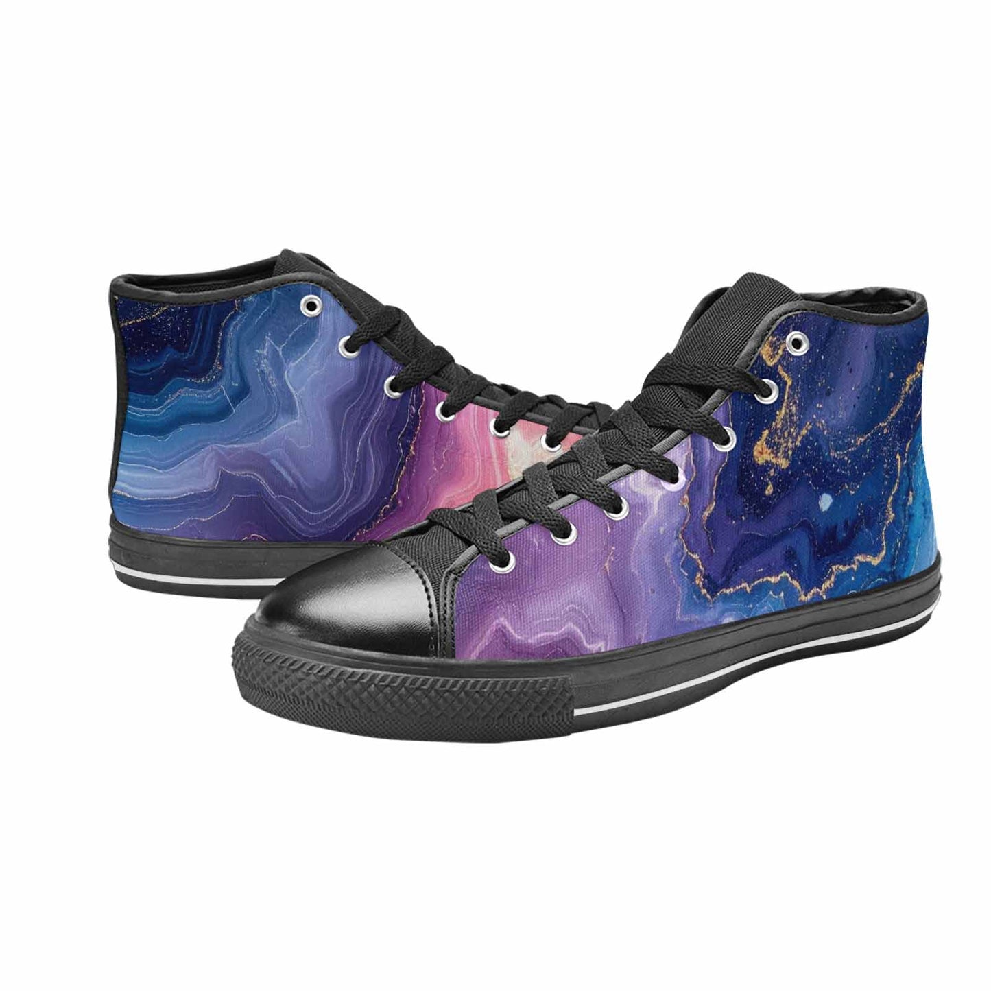 MEN'S Marble Galaxy High Top Canvas Vibrant Chaos Shoes