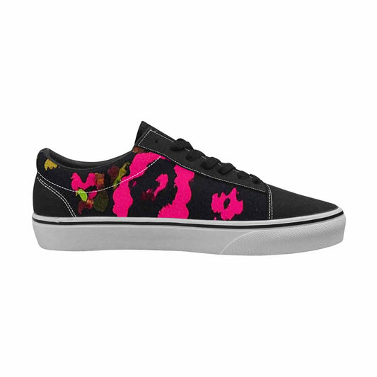 WOMEN'S Leopard Neon Rosette Black Canvas Lace-Up Surreal Custom Sneakers