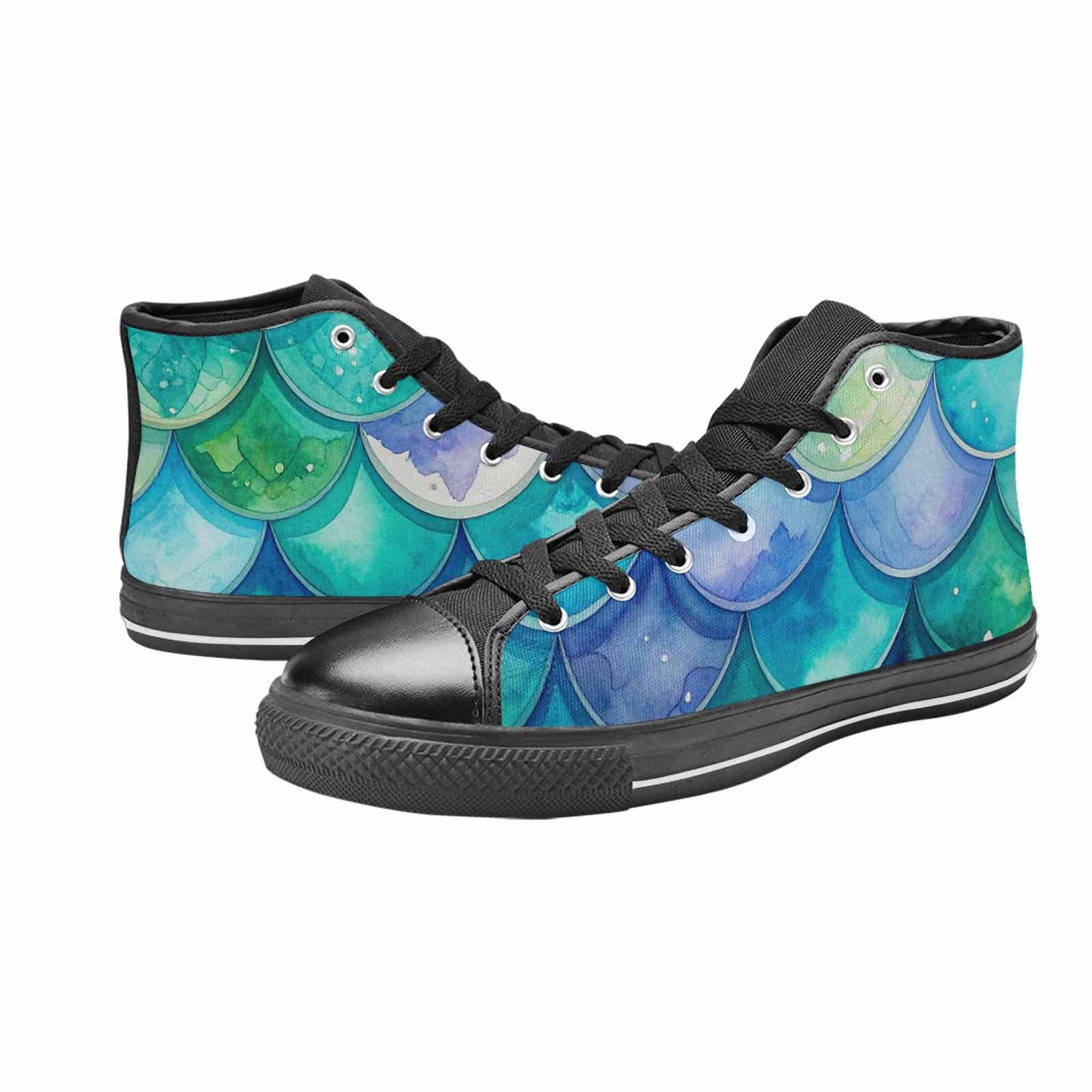 MEN'S Mermaid Scale High Top Canvas Vivid Sneakers