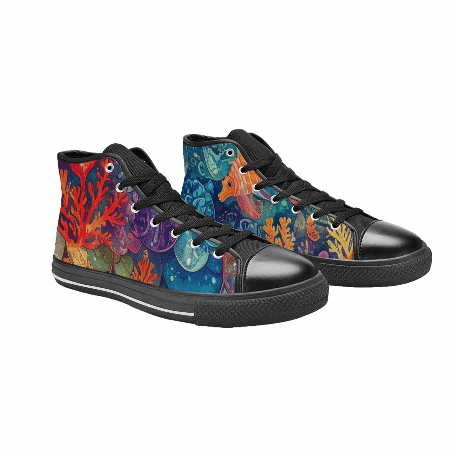 WOMEN'S Fish Scale Coral High Top Canvas Aesthetic Custom Sneakers