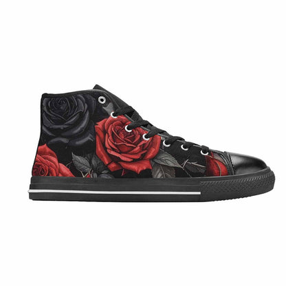 MEN'S Black Gothic Rose High Top Canvas Dreamcore Custom Sneakers