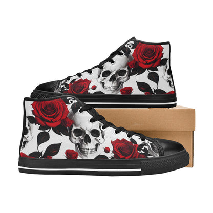 MEN'S Skulls Roses Deluxe 3 High Top Canvas Y2K Custom Shoes