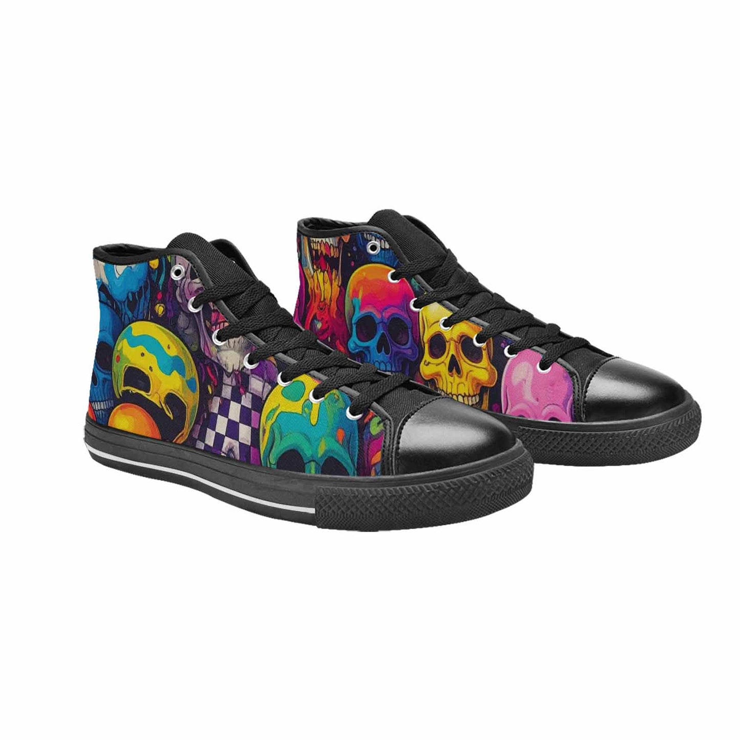 WOMEN'S Skeleton People Face High Top Canvas Vivid Custom Shoes