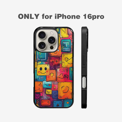 iPhone 16 Pro Case — Hand Drawn Icon Doodle Pattern Hundreds, Custom Art Phone Cover