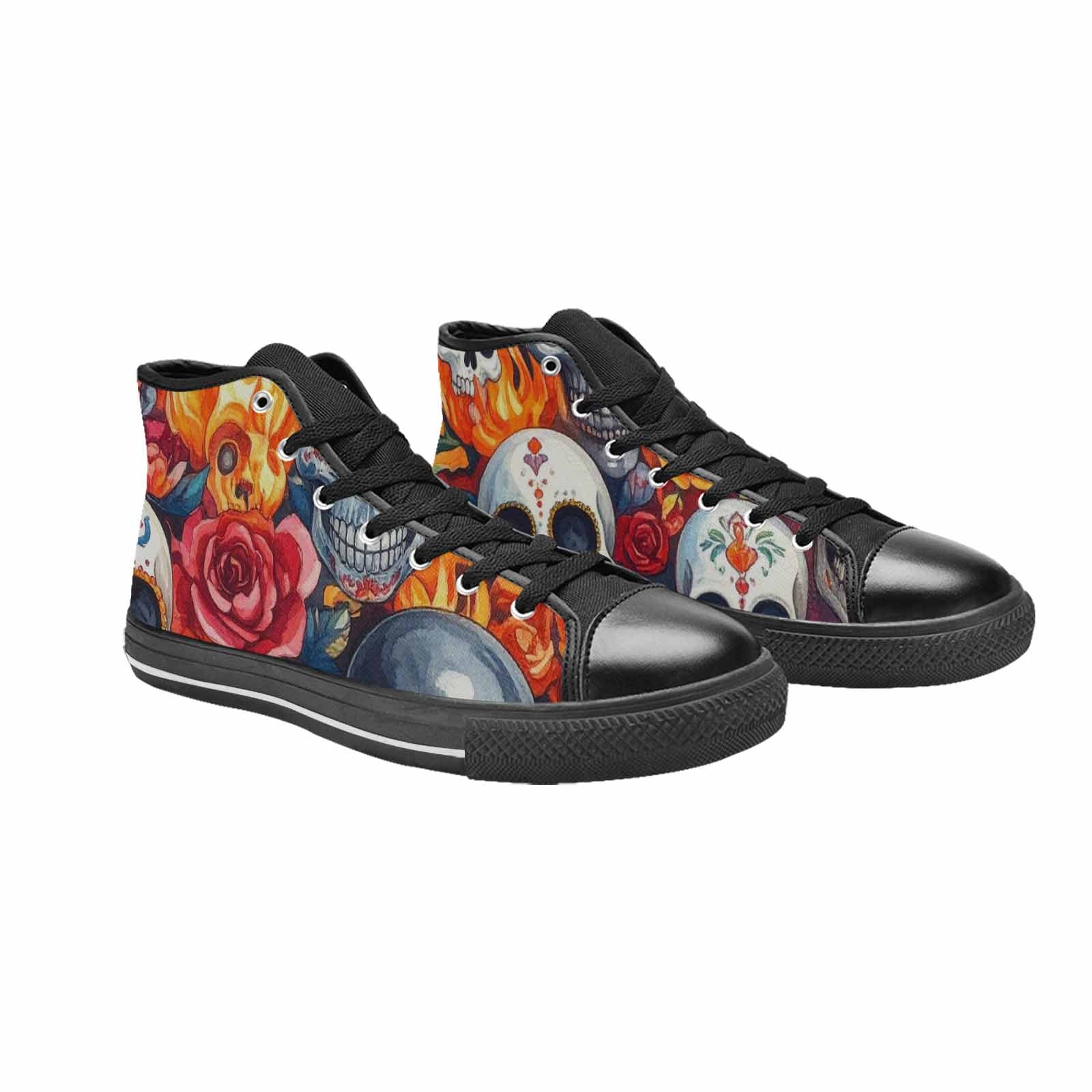 MEN'S Skull High Top Canvas Neon Fantasy Sneakers