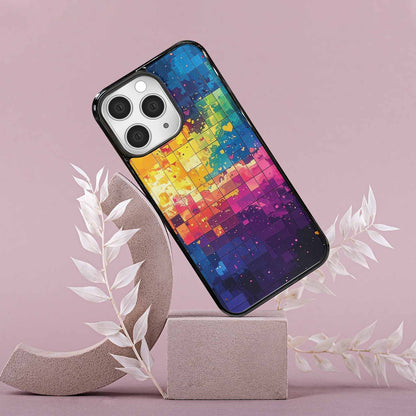 iPhone 15 Pro Max Case — Pixel Art 8 Bit Burst Pattern, Custom Print Case Cover