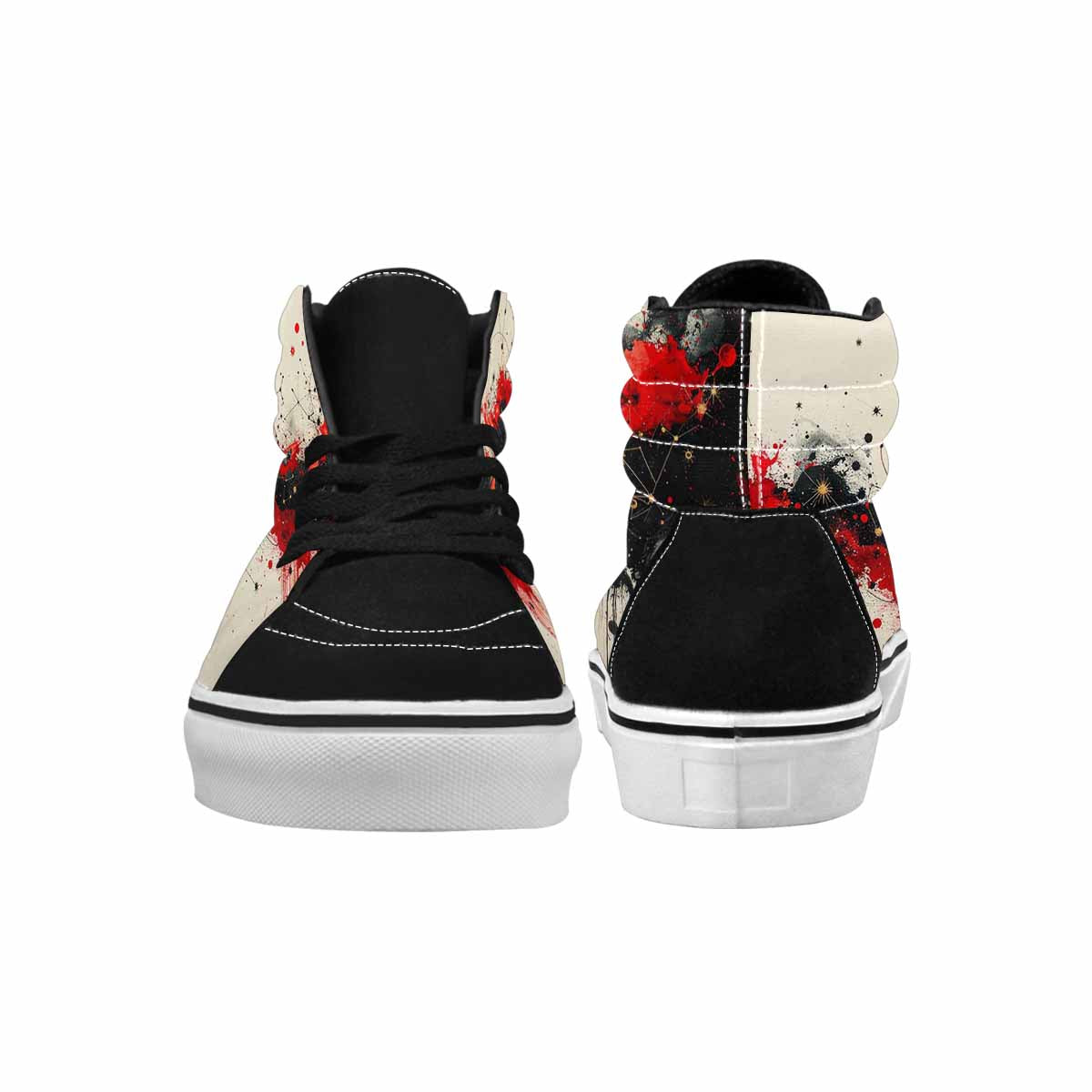 MEN'S Zodiac Black & Red Ink High Top Canvas Artist-designed Y2K Custom Printed Shoes